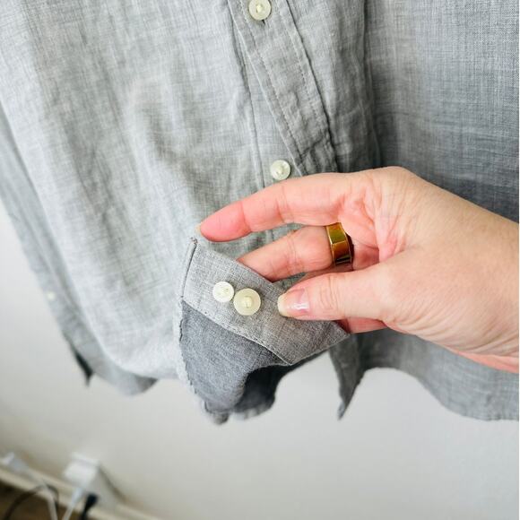 Goodfellow Light Gray Linen Long Sleeve Button Collared Shirt 2XL - Picture 5 of 12